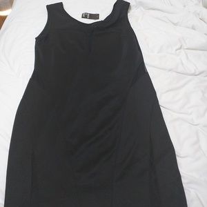 NWT, black spandex dress with mesh at neck & waist